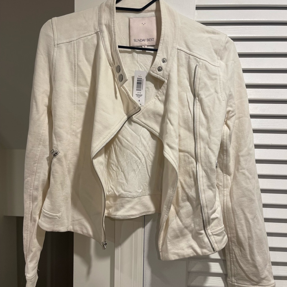 Aritzia Cream Moto-Style Jacket